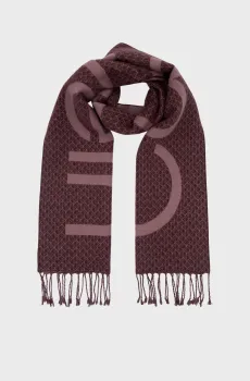 Женский бордовый шерстяной шарф с узором EMBLEM Бордовый ONESIZE Calvin Klein LV04F8072G