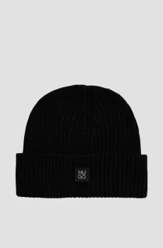 Мужская черная шерстяная шапка Черный ONESIZE HUGO 50527250;001