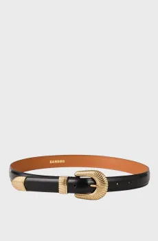 Женский черный кожаный ремень Черный S Sandro SFACE00410_BlackFW25