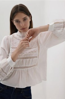 Reserved - Ажурна блузка - білий - 255JU-00X