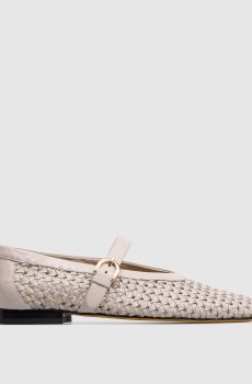 Серые кожаные плетеные балетки