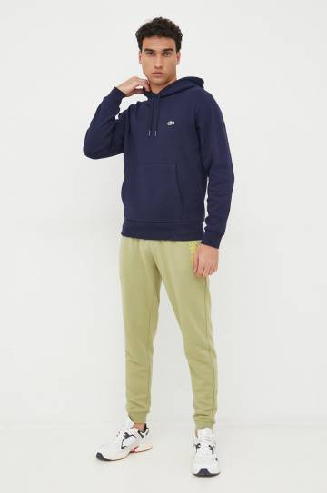 Кофта Lacoste цвет синий с капюшоном однотонная Кофта Lacoste цвет синий с капюшоном однотонная