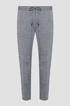 Мужские синие льняные брюки Синий 56 BOSS 50540480;404