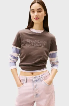 Женская коричневая футболка SCRIPT Коричневый XS Tommy Jeans DW0DW22481