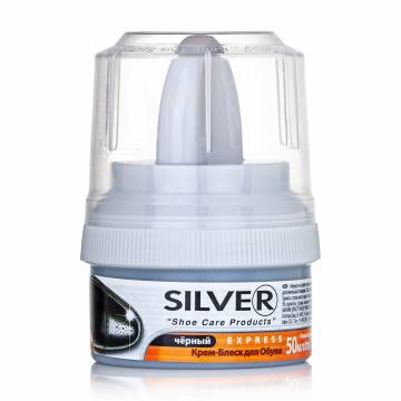Крем-блеск SILVER для обуви, с аппликатором, черный, 50 мл Крем-блеск SILVER для обуви, с аппликатором, черный, 50 мл