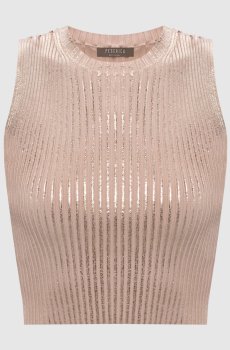 Бежевый топ в рубчик