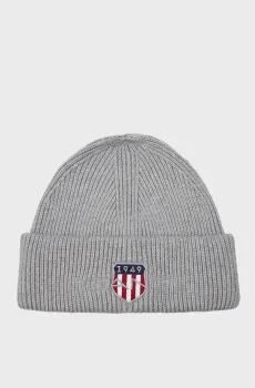 Мужская серая шапка ARCHIVE SHIELD COTTON BEANIE Серый ONESIZE Gant 9910029