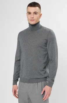 Мужской серый шерстяной гольф Серый S BOSS 50468262;030