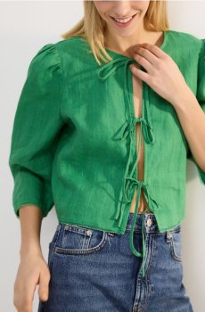 Reserved - Лляна блуза - зелений - 860IR-77X