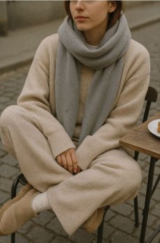 Шарф з домішкою вовни - сірий