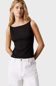Женский черный топ LOGO ELASTIC OPEN BACK Черный M Calvin Klein Jeans J20J225314