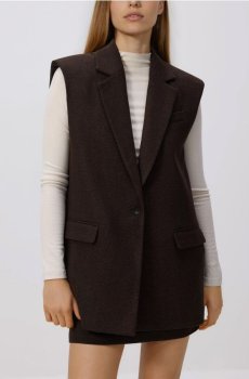 Reserved - Жилет з додаванням вовни - темно коричневий - 054JL-89X