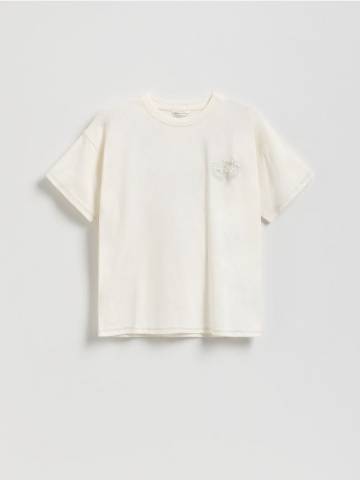 Reserved - Свободная футболка с принтом - кремовий - 478FT-01X