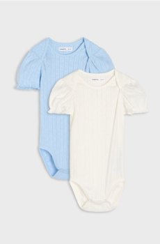 Боді з ажурного трикотажу з манжетами на рукавах, набір 2 шт. - блакитний