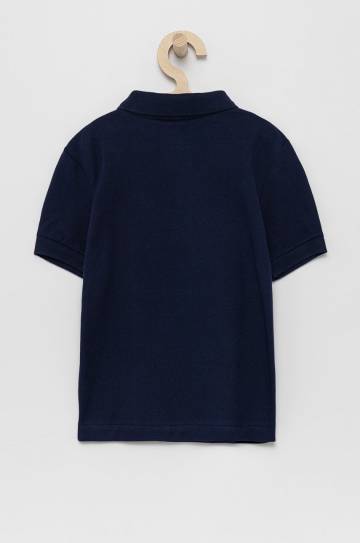 Детское хлопковое поло Lacoste цвет синий однотонный Детское хлопковое поло Lacoste цвет синий однотонный