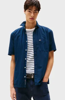 Мужская темно-синяя рубашка SEERSUCKER Синий S Tommy Jeans DM0DM20890