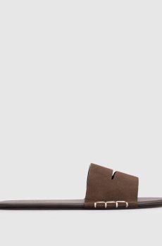 Коричневые замшевые шлепанцы