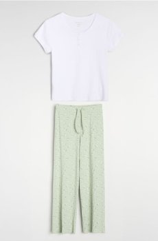 Двокомплектна бавовняна піжама - білий