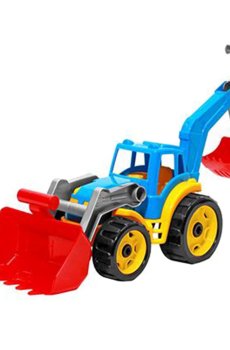 Детская игрушка TechnoK Трактор с двумя ковшами, сине-желтый, от 3 лет, 50*30*17 см (3671)