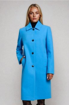 Класичне пальто з коміром - синій