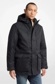 Мужская черная парка HERRINGBONE MELANGE Черный M Michael Kors CF4202MFEZ