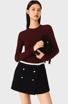 Женский бордовый шерстяной джемпер Бордовый 38 MAJE MFPPU00961_Burgundy