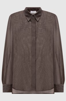 Коричневая блуза с шелком
