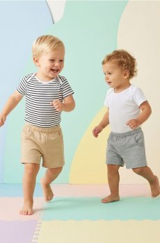 Бавовняні шорти 2 pack - бежевий