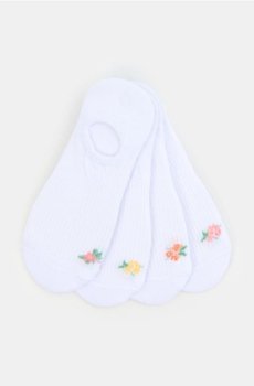 Бавовняні Низькі Шкарпетки з Квітковою Вишивкою 4 Шт - білий