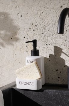 Керамічний дозатор для мила з вбудованим тримачем для губки - білий