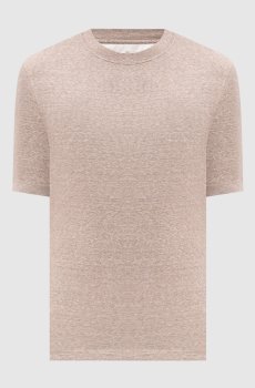 Бежевая меланжевая футболка с льном