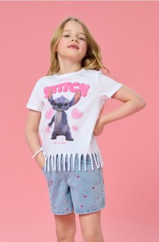 Бавовняна кофтинка з китицями Lilo & Stitch - білий