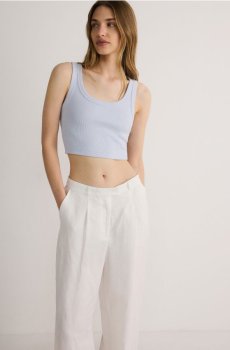 Reserved - Кроп топ на бретельках - блідо-блакитний - 1748P-05X