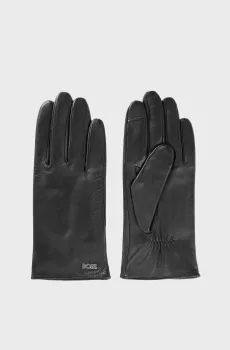 Женские черные кожаные перчатки Черный 8 BOSS 50526613;001