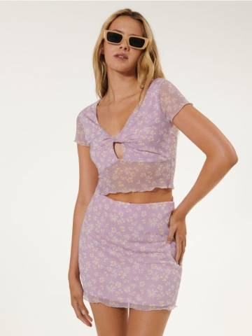 Мініспідниця з квітковим принтом - різнобарвний Мініспідниця з квітковим принтом - різнобарвний