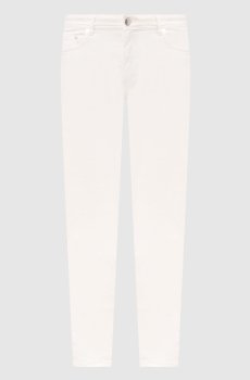 Джинсы цвета айвори с фактурным логотипом