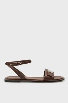 Женские темно-коричневые кожаные сандалии FLAT Коричневый 38 Calvin Klein HW0HW02367