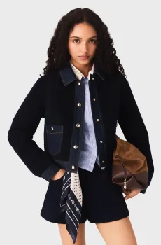 Женская темно-синяя куртка Синий 38 MAJE MFPBL00815_Navy