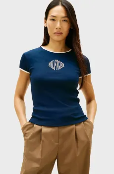 Женская темно-синяя футболка VARSITY SLIM Синий S Tommy Hilfiger WW0WW47881