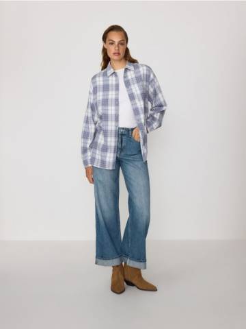 Reserved - Бавовняна картата сорочка - світло-блакитний - 532GH-50X