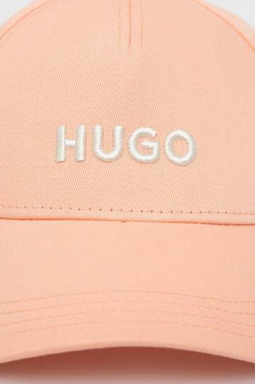 Хлопковая кепка HUGO цвет оранжевый с аппликацией Хлопковая кепка HUGO цвет оранжевый с аппликацией