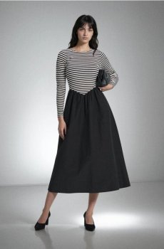 Міді сукня з контрастною нижньою частиною - чорний