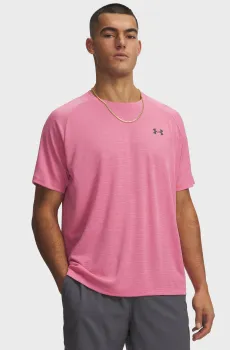 Мужская розовая футболка UA Tech Textured SS Розовый XXL Under Armour 1382796-637