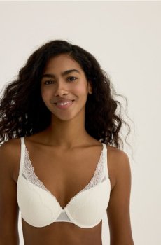 Reserved - Сітчастий бюстгальтер push-up - кремовий - 214EZ-01X