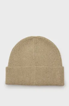 Мужская бежевая шерстяная шапка FINE KNITTED WOOL BEANIE Бежевый ONESIZE Gant 9911034