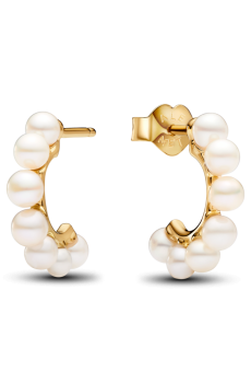 Сережки відкриті хупи з перлинами