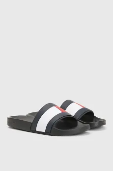 Мужские черные слайдеры RUBBER TH FLAG POOL Черный 41 Tommy Hilfiger FM0FM04263