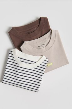 Reserved - Бавовняна футболка, набір з 3 - кремовий - 900HR-01X