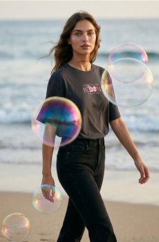 Бавовняна футболка з квітковим принтом - темно-сірий