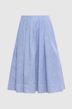 Голубая юбка миди в полоску